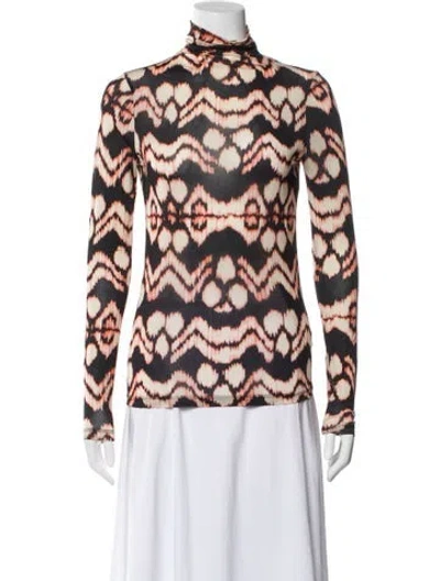 Pre-owned Ulla Johnson Printed Turtleneck Top In Black