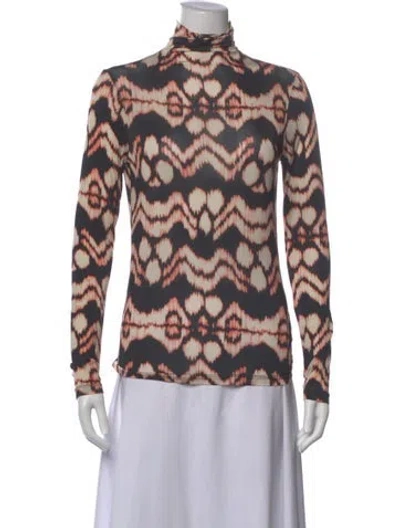 Pre-owned Ulla Johnson Printed Turtleneck Top In Neutral