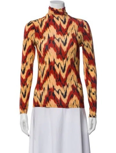 Pre-owned Ulla Johnson Printed Turtleneck Top In Orange