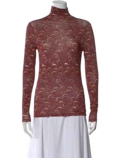 Pre-owned Ulla Johnson Printed Turtleneck Top In Red