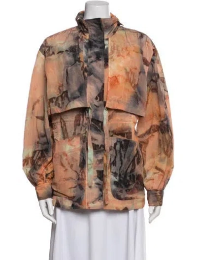 Pre-owned Ulla Johnson Printed Utility Jacket In Orange
