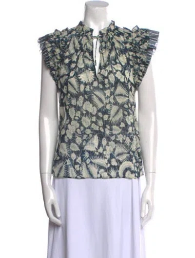Pre-owned Ulla Johnson Printed V-neck Blouse
