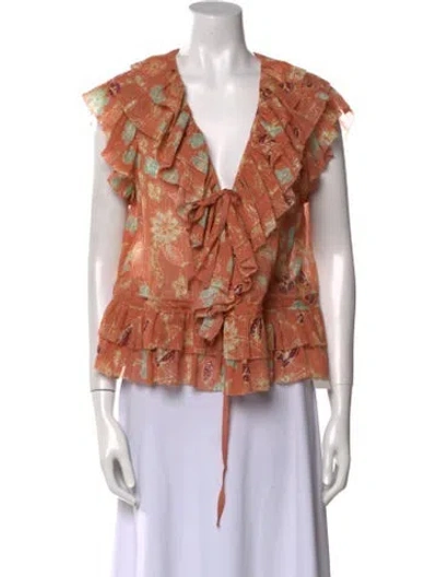 Pre-owned Ulla Johnson Printed V-neck Blouse