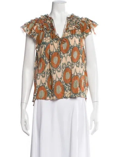 Pre-owned Ulla Johnson Printed V-neck Blouse