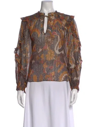 Pre-owned Ulla Johnson Printed V-neck Blouse