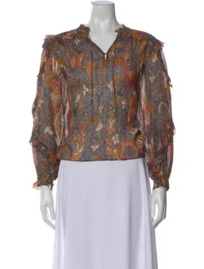 Pre-owned Ulla Johnson Printed V-neck Blouse