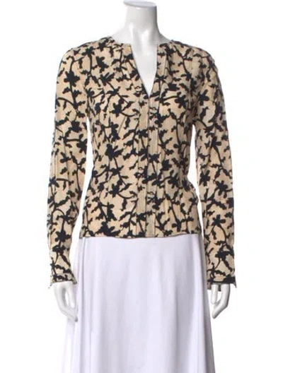 Pre-owned Ulla Johnson Printed V-neck Blouse In Blue