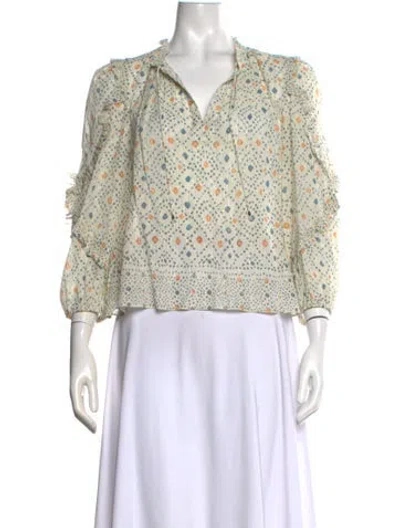 Pre-owned Ulla Johnson Printed V-neck Blouse In Metallic