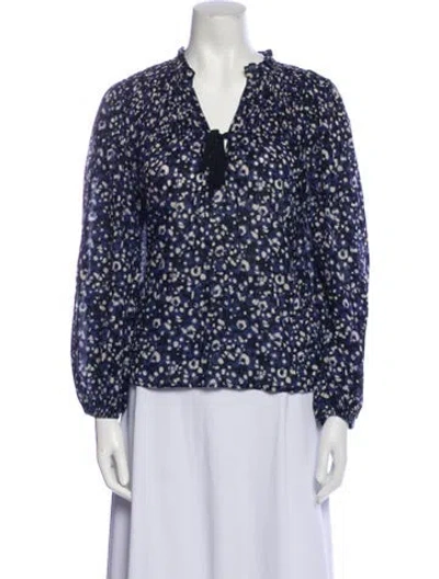 Pre-owned Ulla Johnson Printed V-neck Blouse In Multi