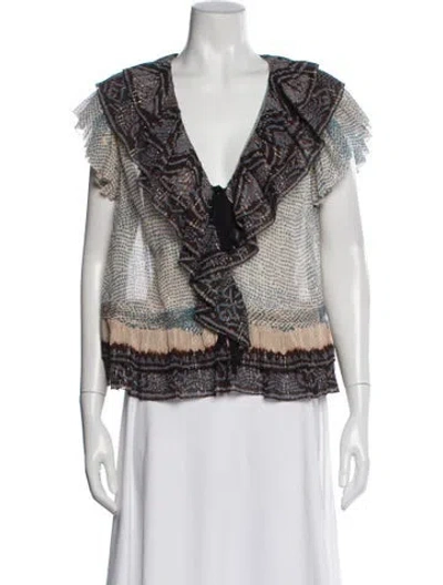 Pre-owned Ulla Johnson Printed V-neck Blouse In Multi