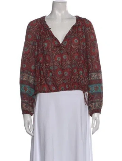 Pre-owned Ulla Johnson Printed V-neck Blouse In Multi