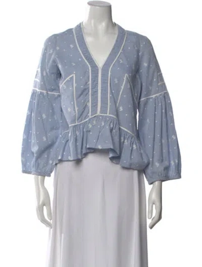 Pre-owned Ulla Johnson Printed V-neck Blouse In Multi