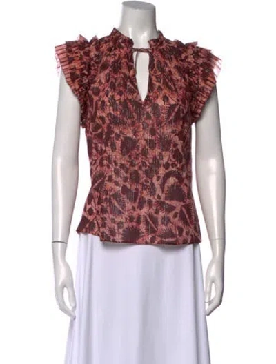 Pre-owned Ulla Johnson Printed V-neck Blouse In Multi