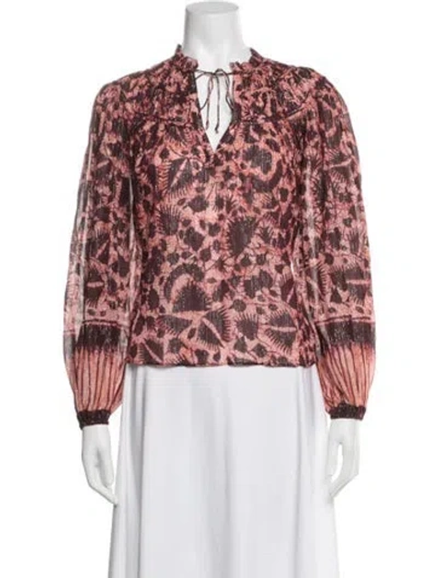 Pre-owned Ulla Johnson Printed V-neck Blouse In Multicolor