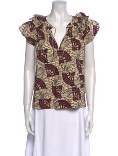 Pre-owned Ulla Johnson Printed V-neck Blouse In Neutral