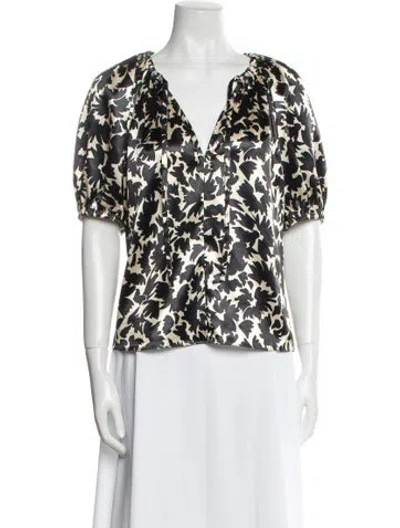 Pre-owned Ulla Johnson Printed V-neck Blouse In Neutral