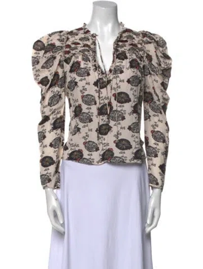 Pre-owned Ulla Johnson Printed V-neck Blouse In Neutral