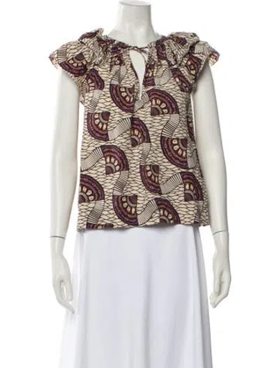 Pre-owned Ulla Johnson Printed V-neck Blouse In Neutral