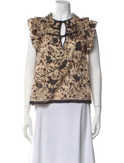 Pre-owned Ulla Johnson Printed V-neck Blouse In Neutral