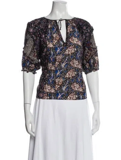 Pre-owned Ulla Johnson Printed V-neck Blouse In Neutral