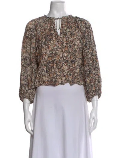 Pre-owned Ulla Johnson Printed V-neck Blouse In Neutral