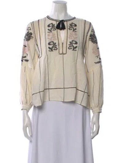 Pre-owned Ulla Johnson Printed V-neck Blouse In Neutral