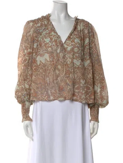 Pre-owned Ulla Johnson Printed V-neck Blouse In Neutral