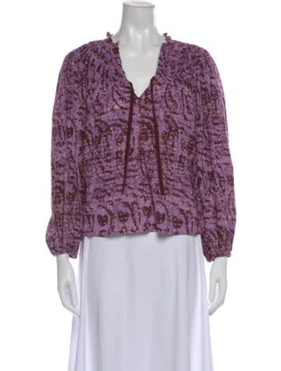 Pre-owned Ulla Johnson Printed V-neck Blouse In Purple