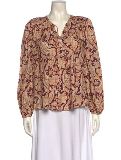 Pre-owned Ulla Johnson Printed V-neck Blouse W/ Tags In Multi