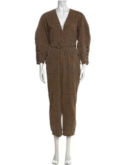 Pre-owned Ulla Johnson Printed V-neck Jumpsuit In Multi