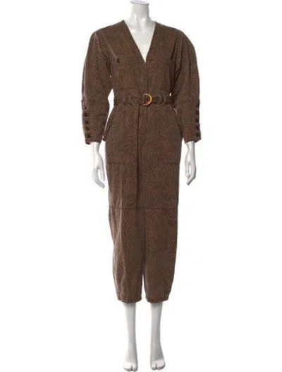 Pre-owned Ulla Johnson Printed V-neck Jumpsuit In Multi
