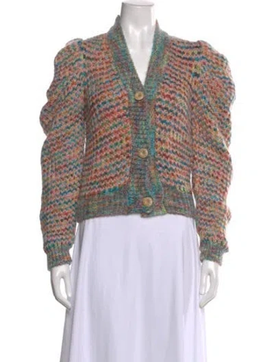 Pre-owned Ulla Johnson Printed V-neck Sweater In Pink