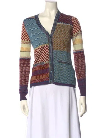 Pre-owned Ulla Johnson Printed V-neck Sweater W/ Tags In Neutrals