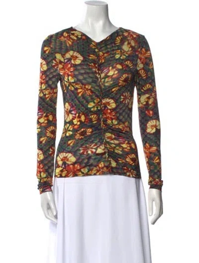 Pre-owned Ulla Johnson Printed V-neck Top In Black