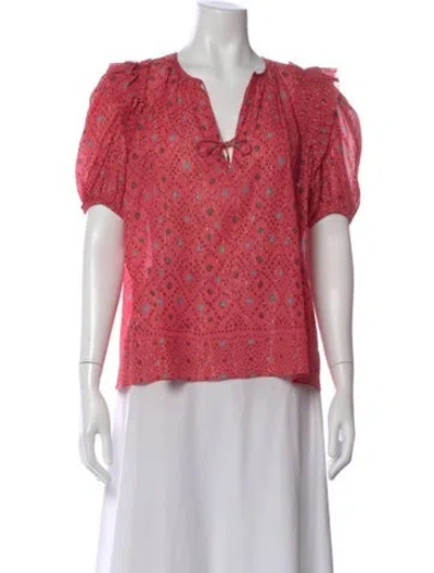 Pre-owned Ulla Johnson Printed V-neck Top In Multi