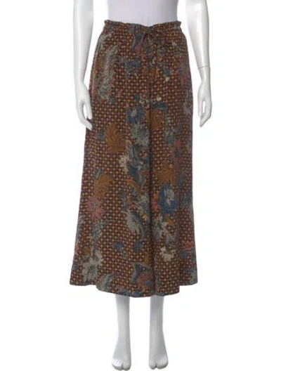 Pre-owned Ulla Johnson Printed Wide Leg Pants In Black