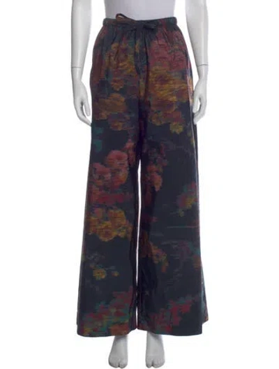 Pre-owned Ulla Johnson Printed Wide Leg Pants In Black
