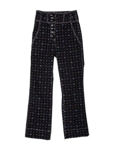 Pre-owned Ulla Johnson Printed Wide Leg Pants In Black