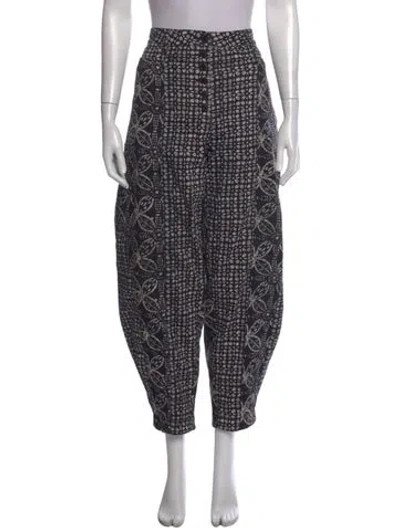 Pre-owned Ulla Johnson Printed Wide Leg Pants In Black