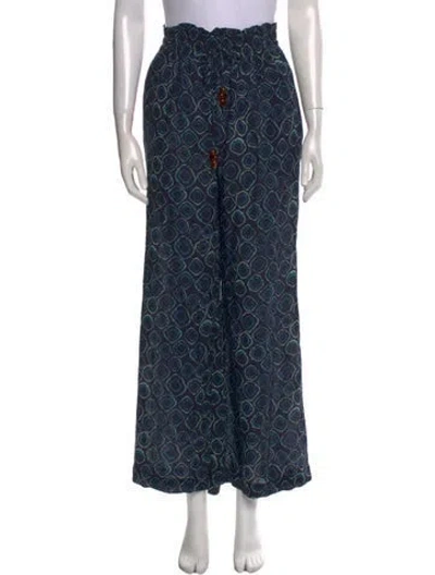 Pre-owned Ulla Johnson Printed Wide Leg Pants In Blue