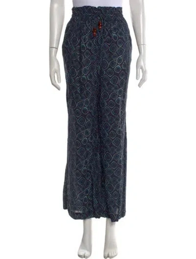 Pre-owned Ulla Johnson Printed Wide Leg Pants In Blue
