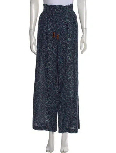 Pre-owned Ulla Johnson Printed Wide Leg Pants In Blue