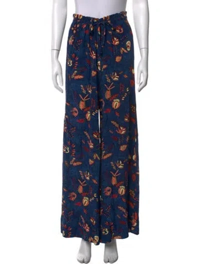 Pre-owned Ulla Johnson Printed Wide Leg Pants In Blue