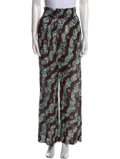 Pre-owned Ulla Johnson Printed Wide Leg Pants In Green
