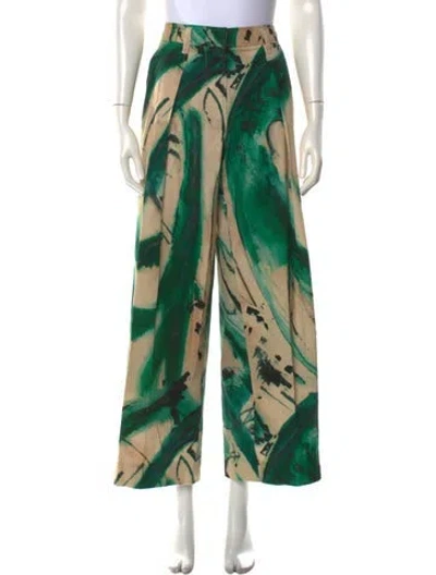 Pre-owned Ulla Johnson Printed Wide Leg Pants In Green
