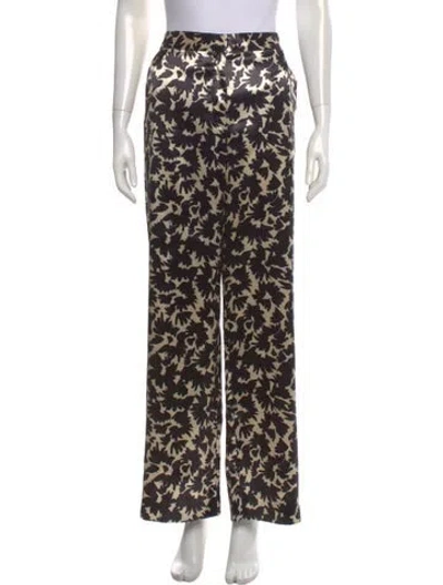 Pre-owned Ulla Johnson Printed Wide Leg Pants W/ Tags In Black