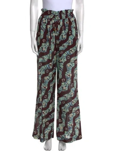 Pre-owned Ulla Johnson Printed Wide Leg Pants W/ Tags In Green