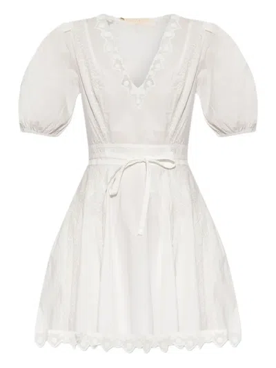Ulla Johnson Puff-sleeve Embroidered Dress In White