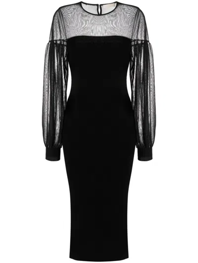 Ulla Johnson Puff-sleeve Tulle Midi Dress In Black