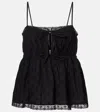 Ulla Johnson Quinn Lace-trimmed Gathered Cotton Top In Noir
